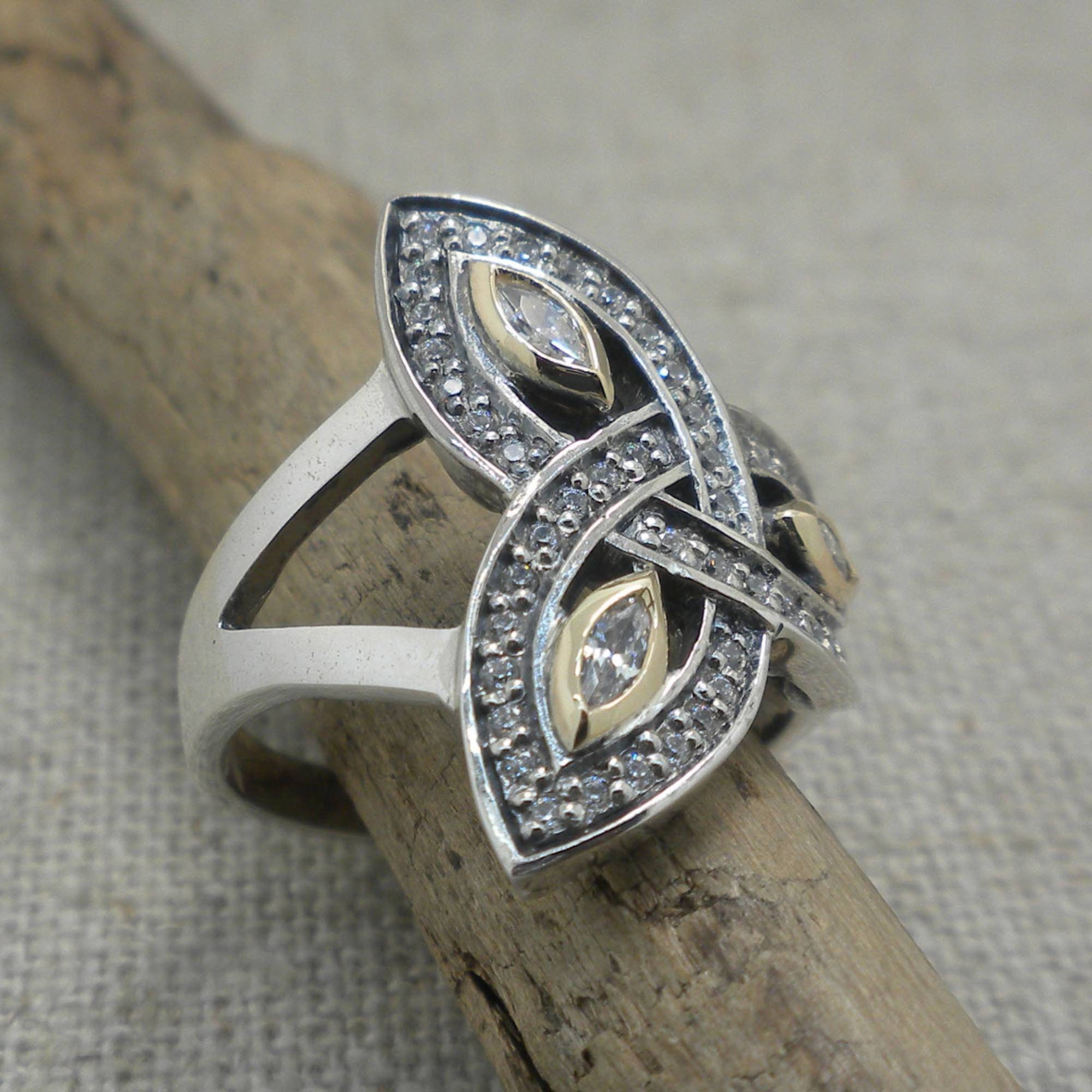 Sterling Silver Celtic Trinity Knot Ring With Marquise CZ Accents Keith ...