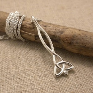 Sterling Silver Celtic Trinity Knot Pendant with Diamond Keith Jack Jewelry 18" Sterling Spiga Chain Gift Boxed Cleaning Cloth
