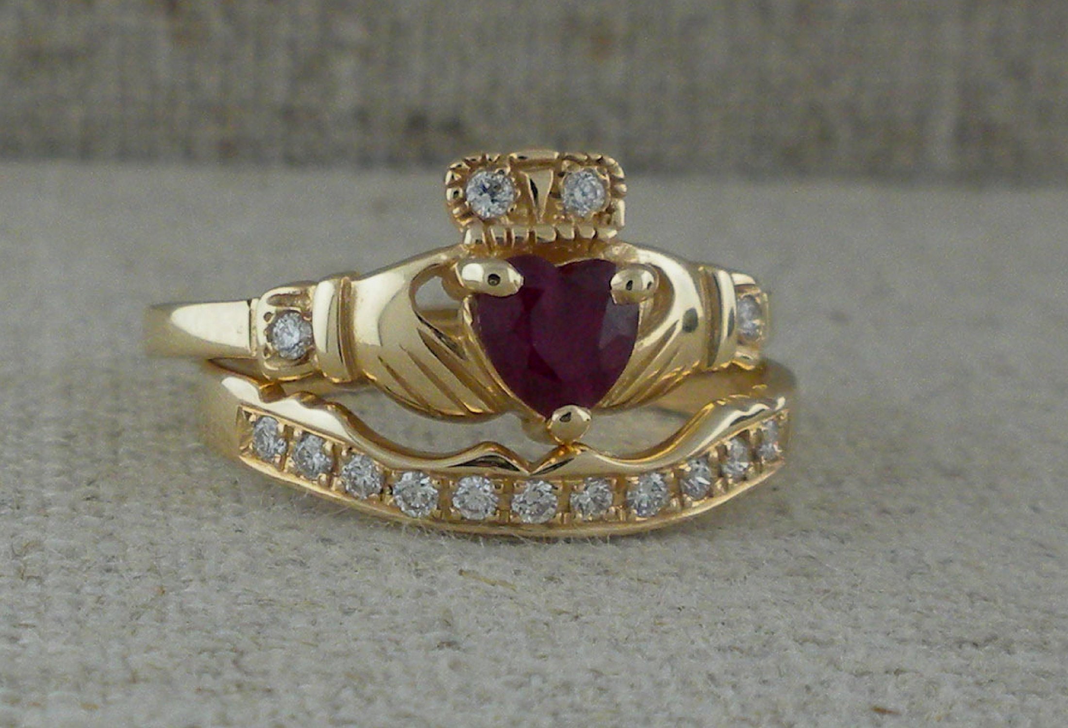 Ruby claddagh engagement ring sale
