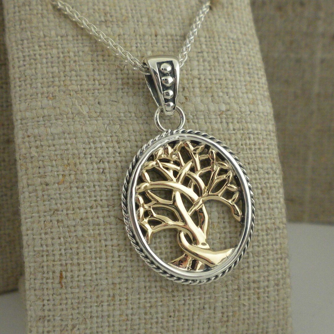 Sterling Silver & 10K Gold Celtic Tree of Life Pendant Necklace - Etsy