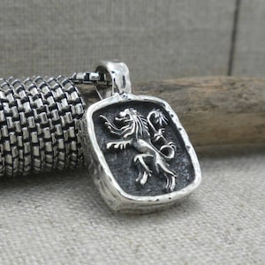 Medium Sterling Silver Celtic Scottish Rampant Lion Pendant, PETRICHOR by Keith Jack Necklace 22&quot; Venetian Box Chain Gift Boxed