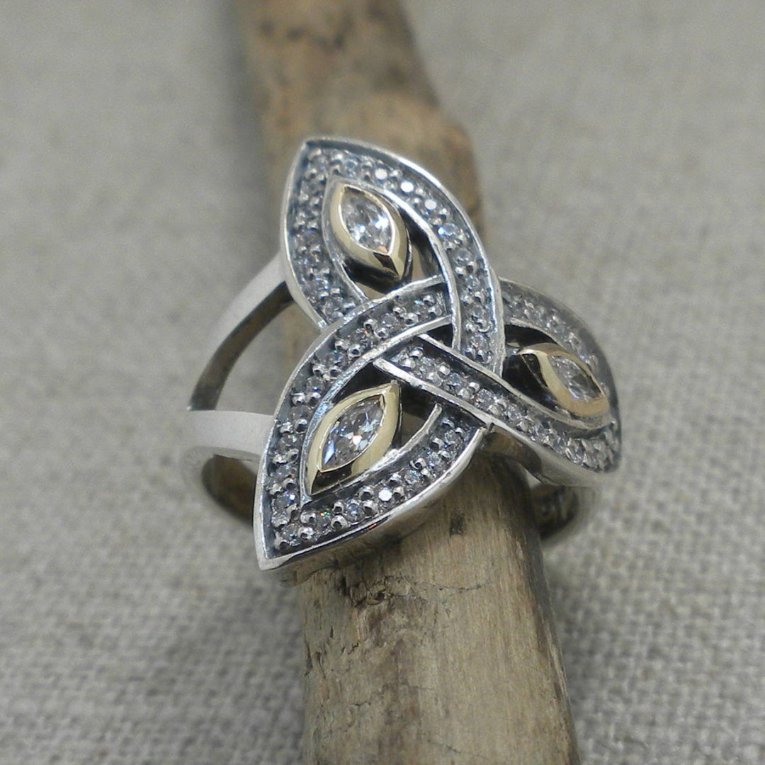 Sterling Silver Celtic Trinity Knot Ring With Marquise CZ Accents Keith ...
