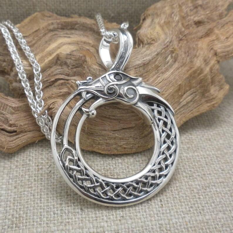Sterling Silver Celtic Dragon Pendant With Black CZ Eye, 18" Chain - Etsy