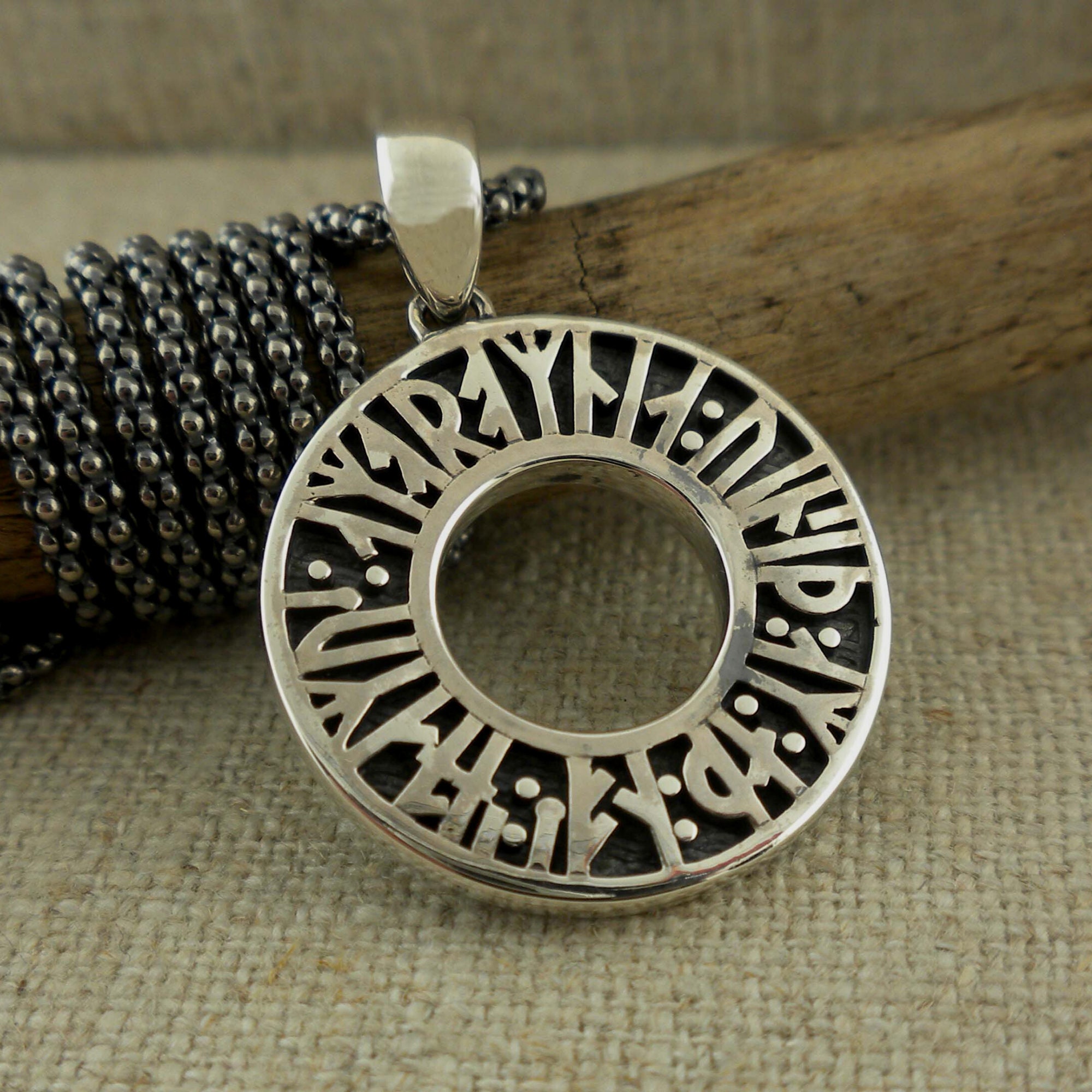 Rune Ring with Bale on Extra Small Chain Necklace 20 inch