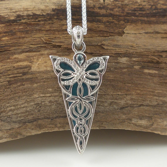 Sterling Silver Celtic Butterfly Pendant With Blue Topaz Sky | Etsy