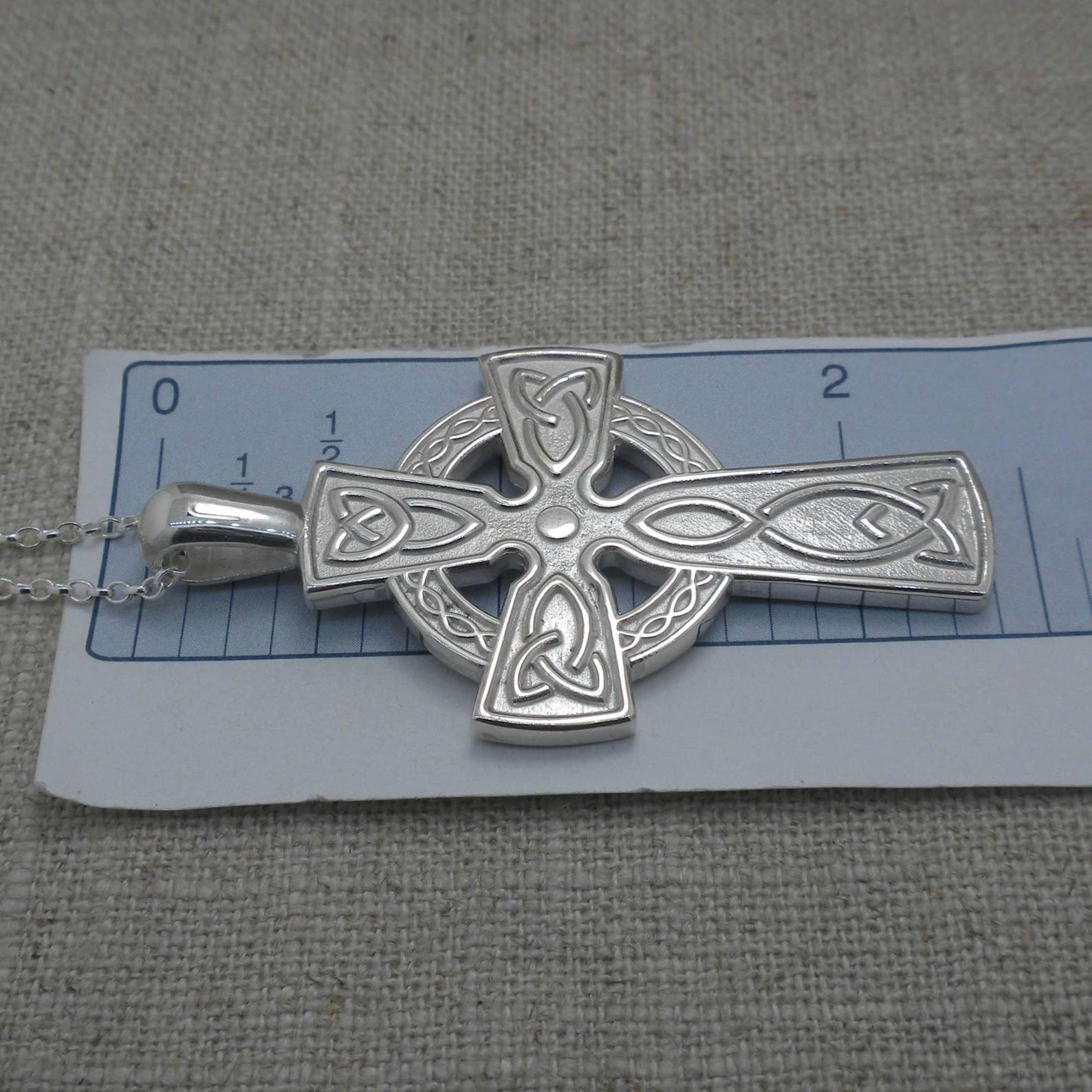 Sterling Silver Irish Celtic Cross Necklace: Trinity Knot, 22" Chain ...