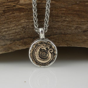 Petite Celtic Dragon Spirit Pendant, 925 Sterling Silver & Bronze, PETRICHOR by Keith Jack,  Necklace 22&quot; Spiga Chain Gift Boxed Clean Cloth