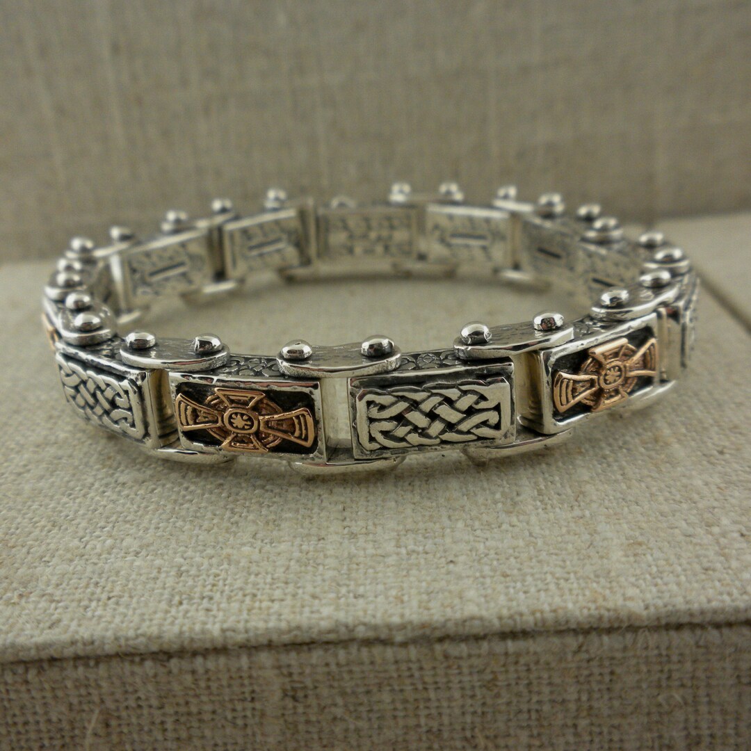 PETRICHOR Celtic Cross Bracelet in Sterling Silver With Bronze Accent