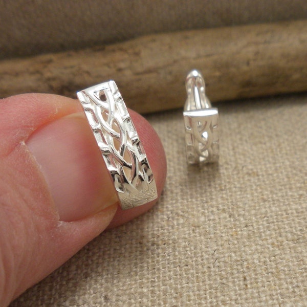 Sterling Silver .925 Celtic Window to the Soul Huggie Hugie Celtic Knot Weave Earrings by Keith Jack Jewelry Gift Boxed with Cleaning Cloth