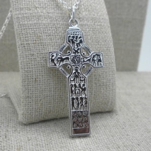 Sterling Silver Irish St. Patrick & Columba Celtic Cross of Kells Made in Ireland by FADO Gift Boxed 18&quot; Sterling Silver Chain