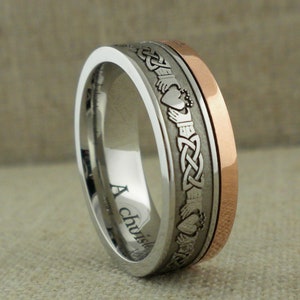 Celtic Claddagh Wedding Ring With Customized Ogham Rail in - Etsy