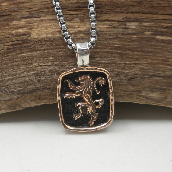 レザトレ　RAMPANT LION PENDANT Sterling Silver and Bronze Celtic Scottish Rampant Lion