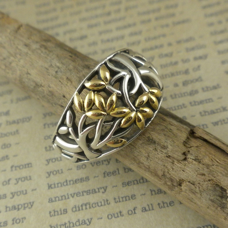 Sterling Silver Celtic Tree of Life Ring With 18K Gold Accents Keith ...