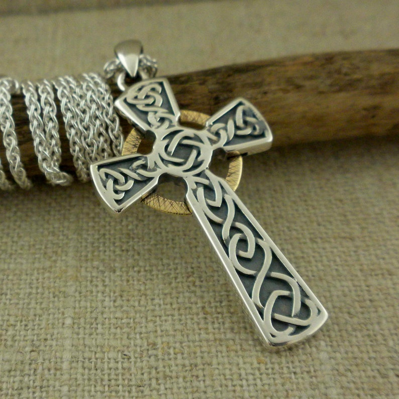 Sterling Silver & 10K Gold Celtic Knot Cross Pendant, 18" Chain - Etsy