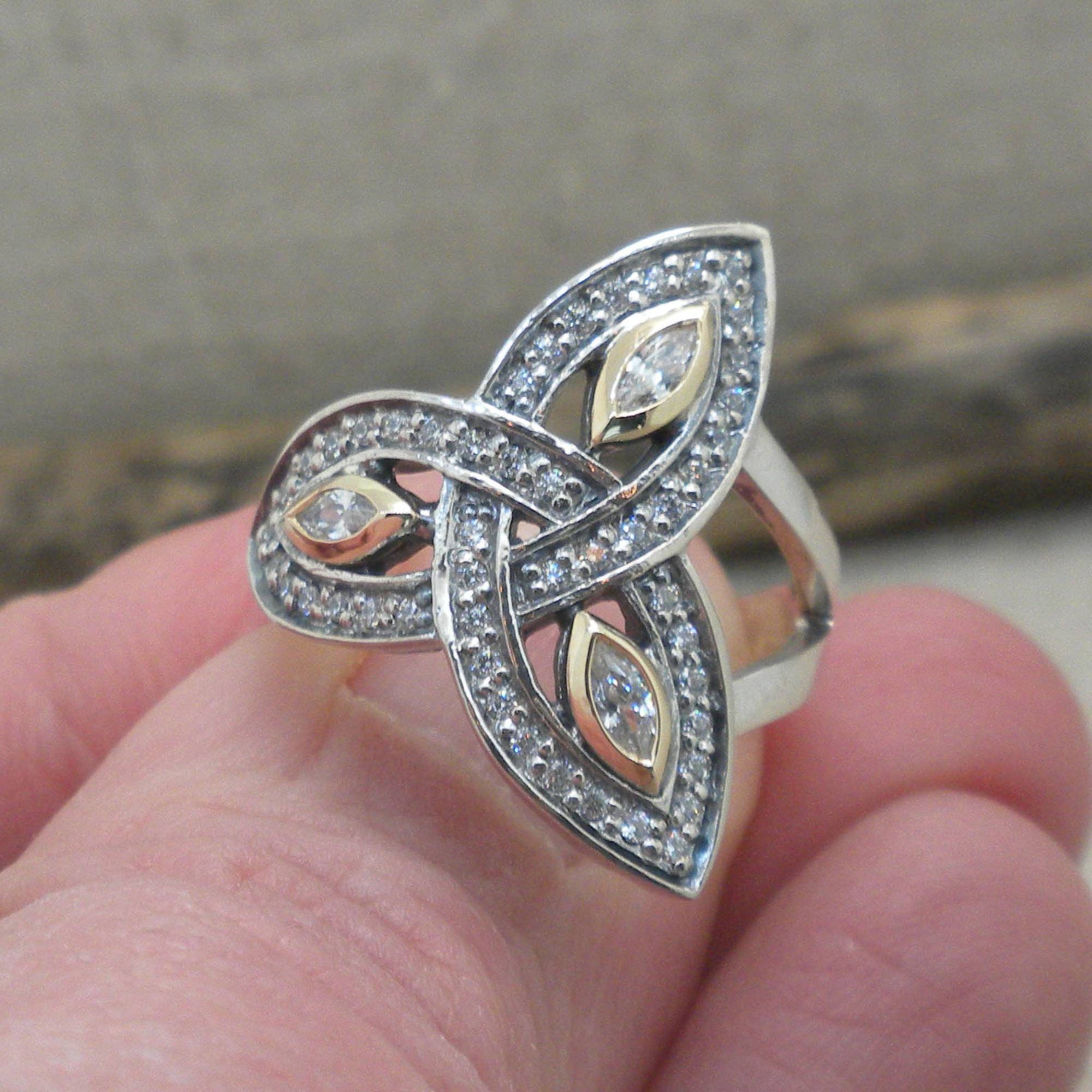 Sterling Silver Celtic Trinity Knot Ring With Marquise CZ Accents Keith ...