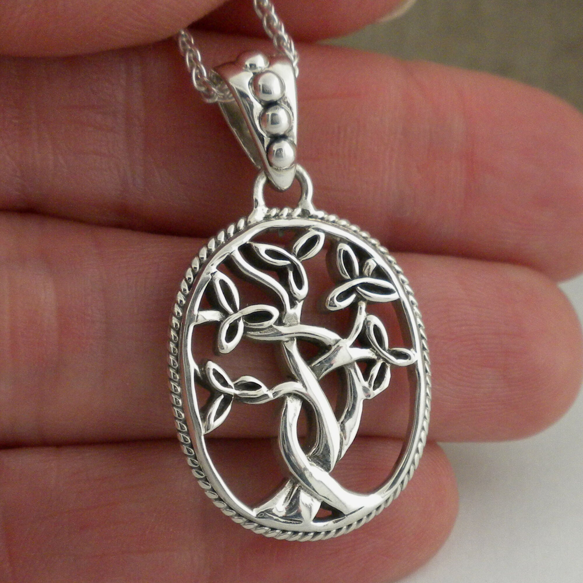 Sterling Silver Celtic Trinity Knot Tree of Life Pendant Necklace - Etsy