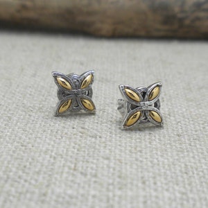 Sterling Silver .925 & 10K Celestial Stud Star Celtic Cross Earrings Keith Jack Jewelry