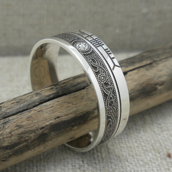 Sterling Silver Celtic Warrior Shield Wedding Ring 7.2 Mm With