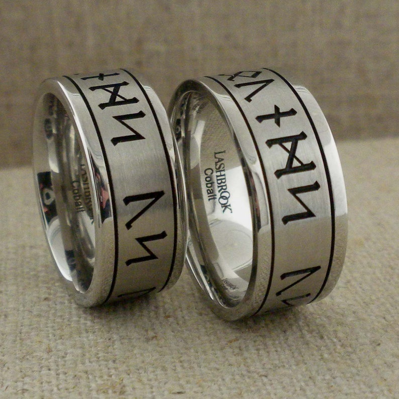 9 Mm Custom Viking Rune Wedding Ring in Cobalt Chrome Anglo | Etsy