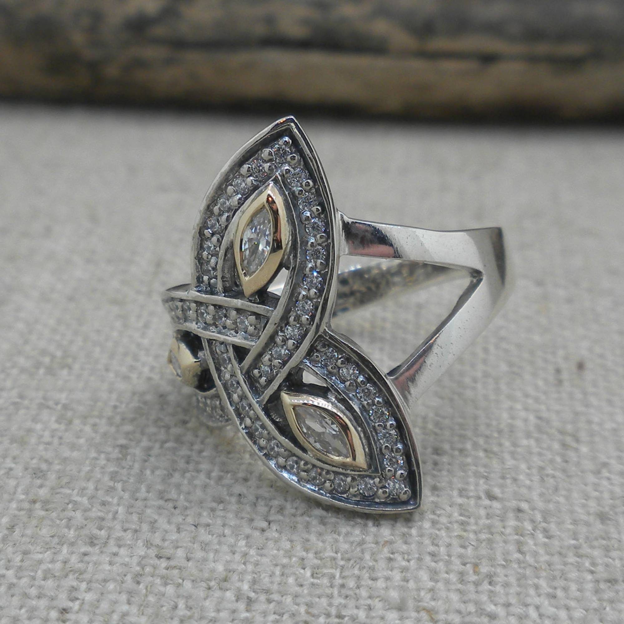 Sterling Silver Celtic Trinity Knot Ring With Marquise CZ Accents Keith ...