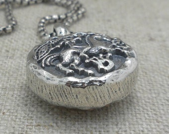 Ciondolo Moneta Guerriero Inglese 1936 Britannia Con Catena Ondulata 18" In Argento Sterling