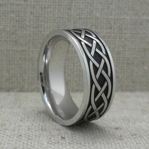 Cobalt Chrome 8 Mm Celtic Knot Wedding Band With Satin Finish and Black ...