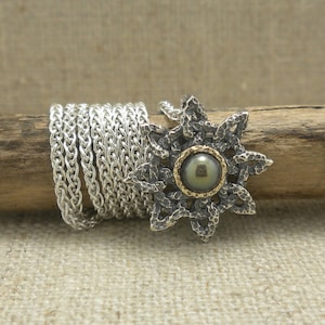 Sterling Silver & 10K Aphrodite Pendant with 4 mm Freshwater Peacock Pearl 18" Silver Spiga Chained Keith Jack Jewelry Signed Gift Boxed