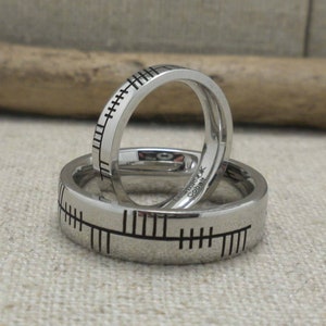 4 mm or 6 mm Flat Profile Custom Cobalt Chrome Ogham Wedding Ring  Personalized Ogham Wedding Band with Black Cerakote Gift Pouched
