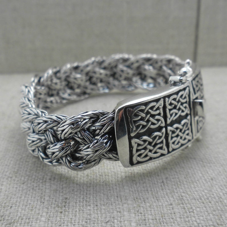 7.5 Sterling Silver Wide Dragon Weave Bracelet Celtic - Etsy