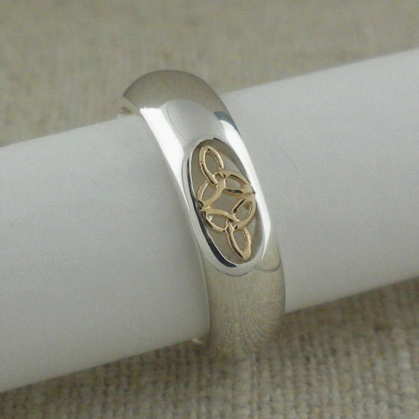 Sterling Silver and 10K Yellow Gold Double Trinity Knot Wedding Ring by Keith Jack Jewelry Gift Boxed with Cleaning Cloth