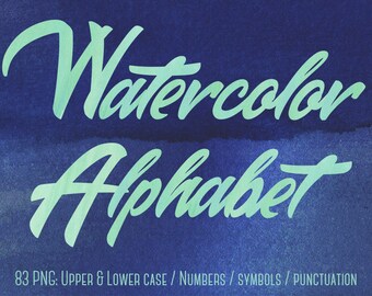 Watercolor alphabet clipart, Mint green alphabet clip art, Watercolor letters clipart, Mint letters, Font clipart, Logo, Typography clip art