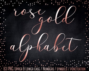 Rose gold font, Rose gold foil alphabet clipart, Rose gold letters clipart, Rose gold alphabet, Wedding clipart, Metallic foil letters, png