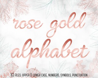 Rose gold alphabet clipart, Rose gold letters clipart, Rose gold font, Wedding clipart, Letters clip art, Metallic letters, Metallic font