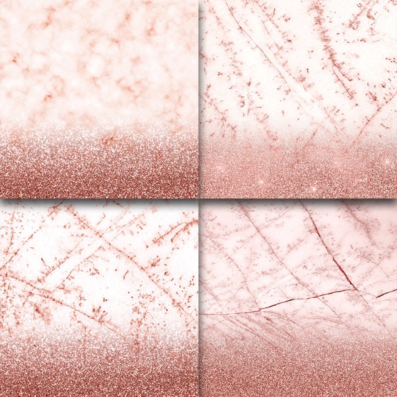 Rose gold marble glitter digital paper clipart Marble image 2.