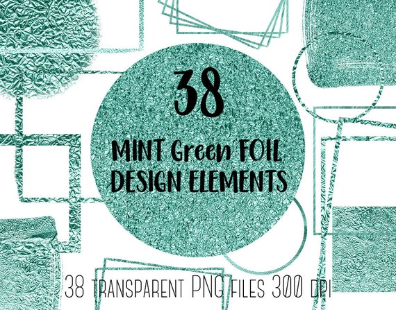 Mint Design Elements Clipart Mint Green Clip Art Mint Foil Etsy