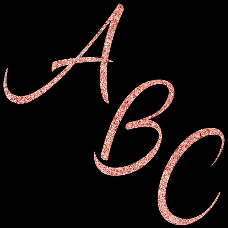Rose Gold Font, Rose Gold Letters Clipart, Rose Gold Foil Alphabet