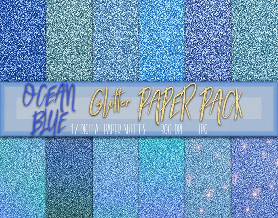 Blue Glitter Digital Paper, Glitter Wallpaper, Glitter Background