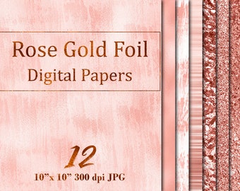 Rose gold digital paper, Rose gold foil digital paper clipart, Rose gold wedding, Rose gold wallpaper, Rose gold background, Paper pack