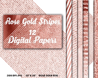 Rose gold stripes digital paper clipart, Rose gold foil digital paper, Rose gold texture, Metallic textures, Rose gold wallpaper, Paper pack
