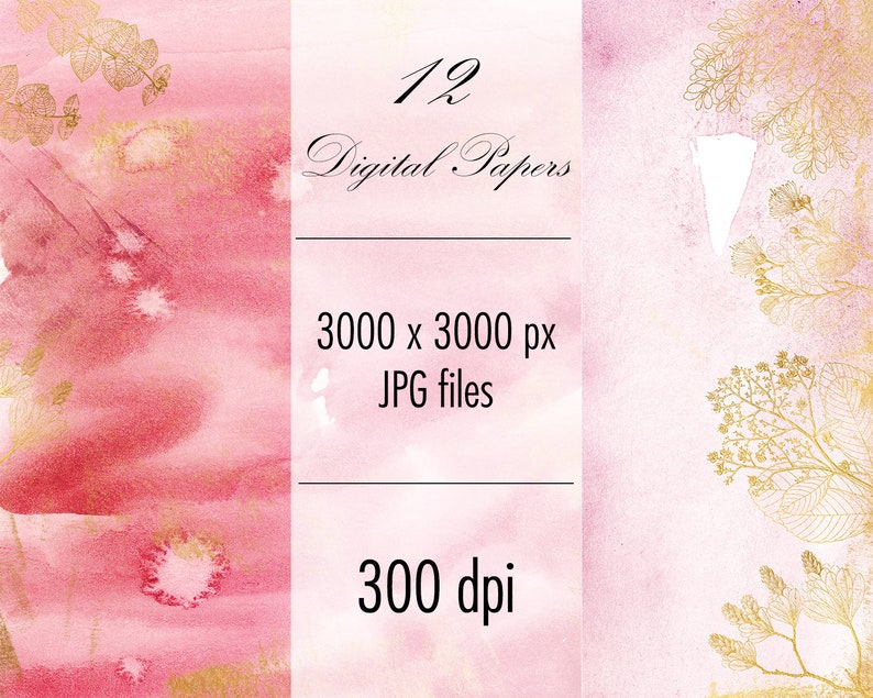 Blush Floral Watercolor Digital Paper Clipart Papers With - Etsy