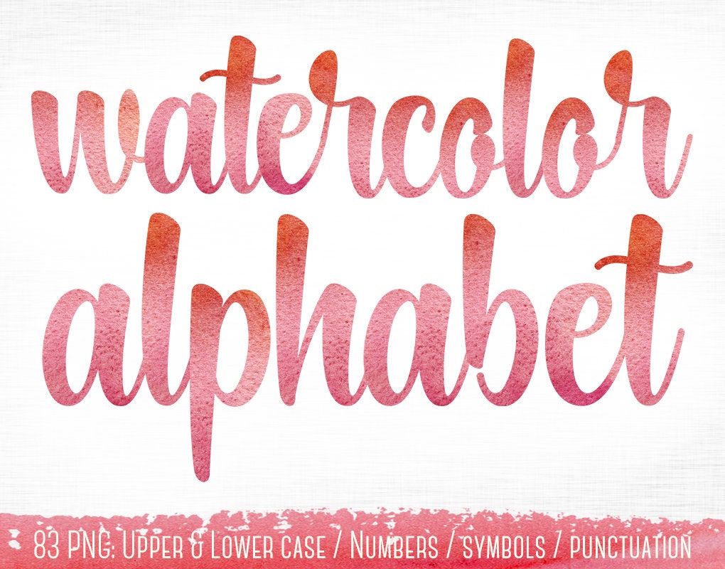 Pink Watercolor Alphabet Clipart, Watercolor Font, Pink Alphabet Clip ...