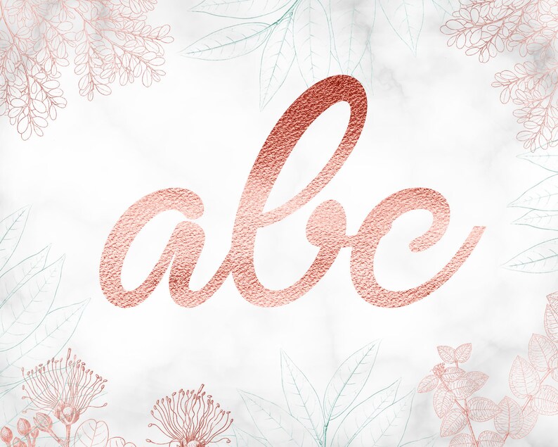 Rose Gold Alphabet Clipart Rose Gold Letters Clipart Rose Etsy