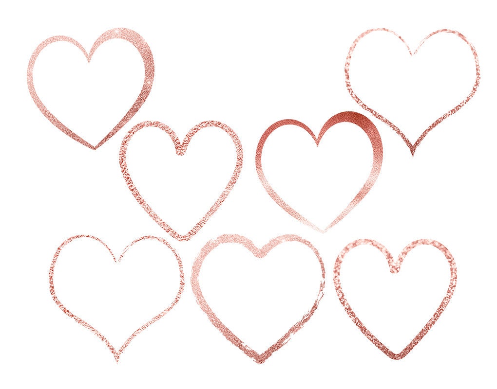 Rose Gold Hearts Clipart Rose Gold Glitter Heart Rose Gold | Etsy