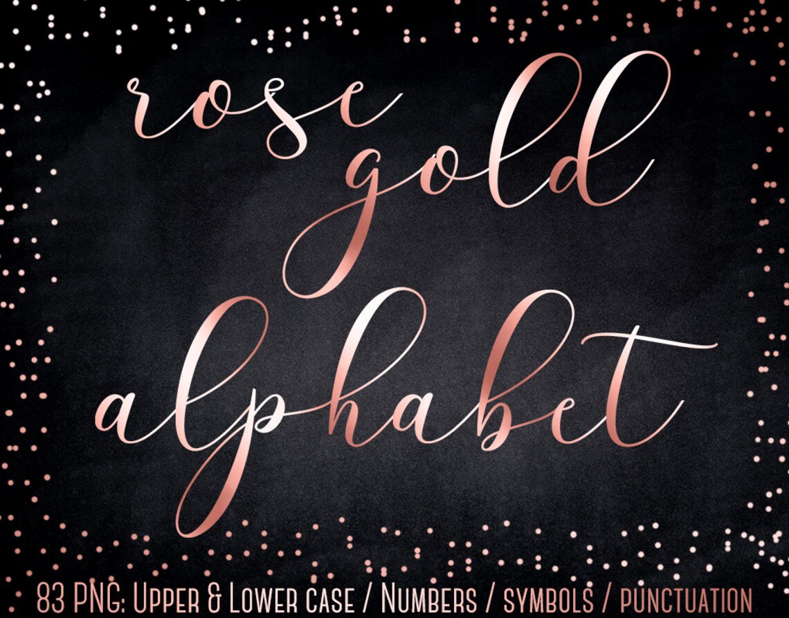 Rose Gold Font, Rose Gold Foil Alphabet Clipart, Rose Gold Letters ...