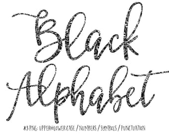 Black foil alphabet clipart, Black alphabet clipart, Metallic foil alphabet, Typography clipart, Black letters, Black font, Metallic letters