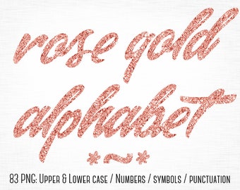 Rose gold letters clipart, Rose gold foil alphabet clipart, Rose gold alphabet, Wedding clipart, Rose gold font, Metallic letters, png