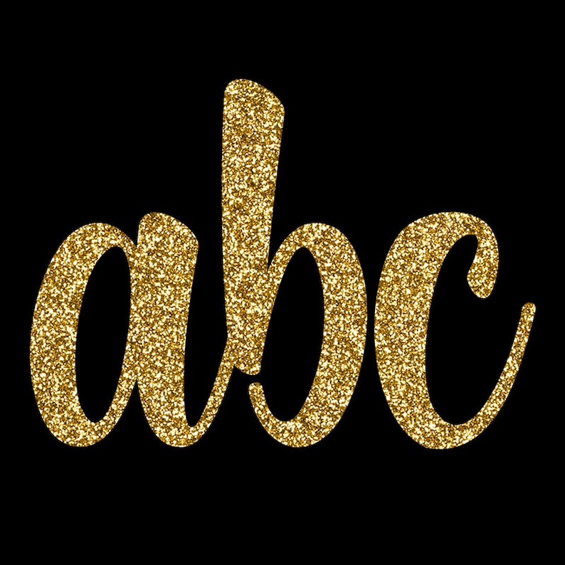 Gold Font Clipart, Gold Glitter Alphabet, Gold Alphabet, Wedding