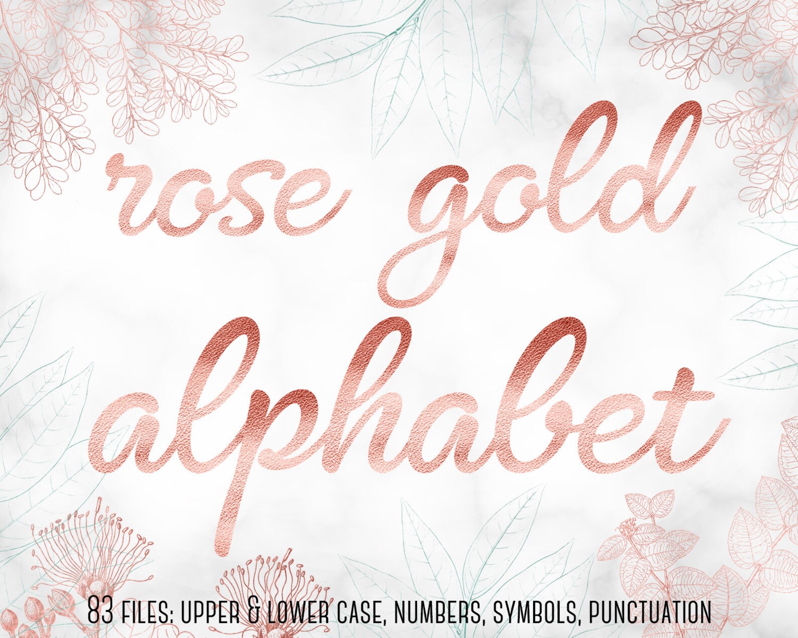 Rose Gold Alphabet Clipart Rose Gold Letters Clipart Rose Etsy