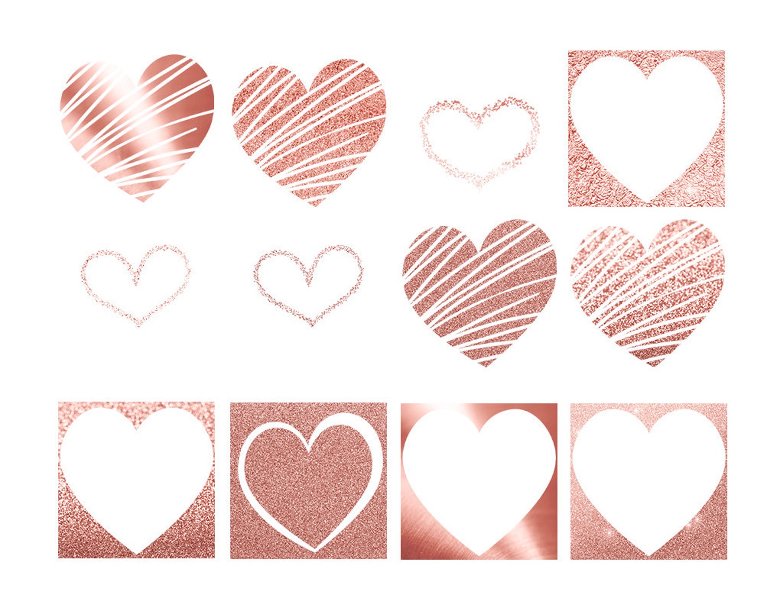 Rose Gold Hearts Clipart Rose Gold Glitter Heart Rose Gold - Etsy UK