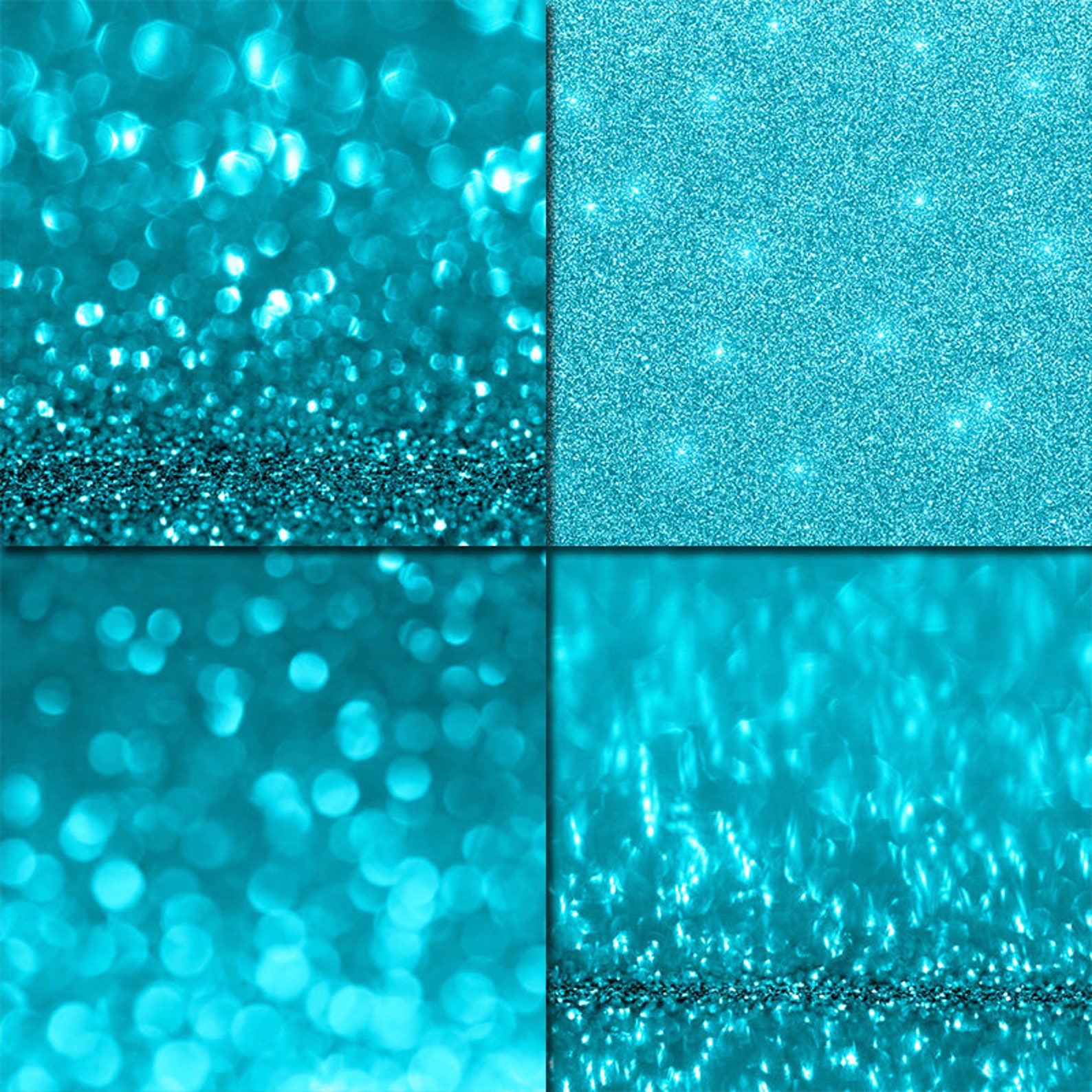 Turquoise Glitter Digital Paper, Glitter Textures, Blue Digital Paper